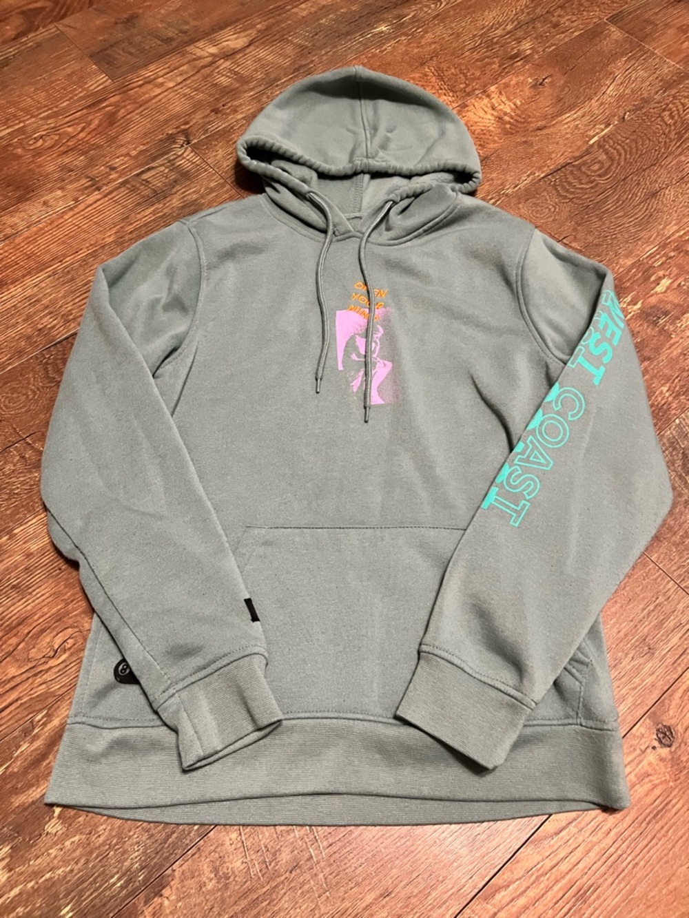 Brooklyn Cloth Seafoam Green Pullover Hoodie with Pink Graphic